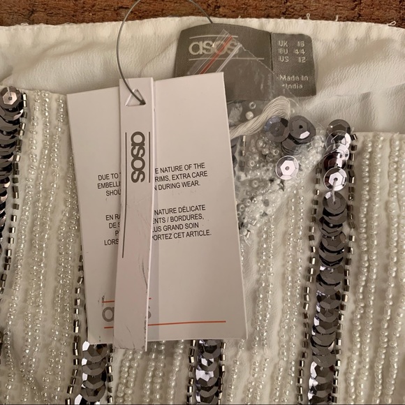 ASOS sequin stripe tank top crop top with bead fringe - 12 - Picture 3 of 6